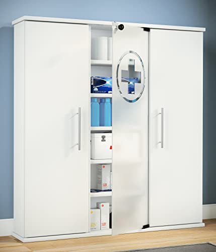 vcm-medizinschrank-wei-88x18x92-cm-3-t-ren-davon-1-abschlie-bare-glast-r-18-f-ch image 6