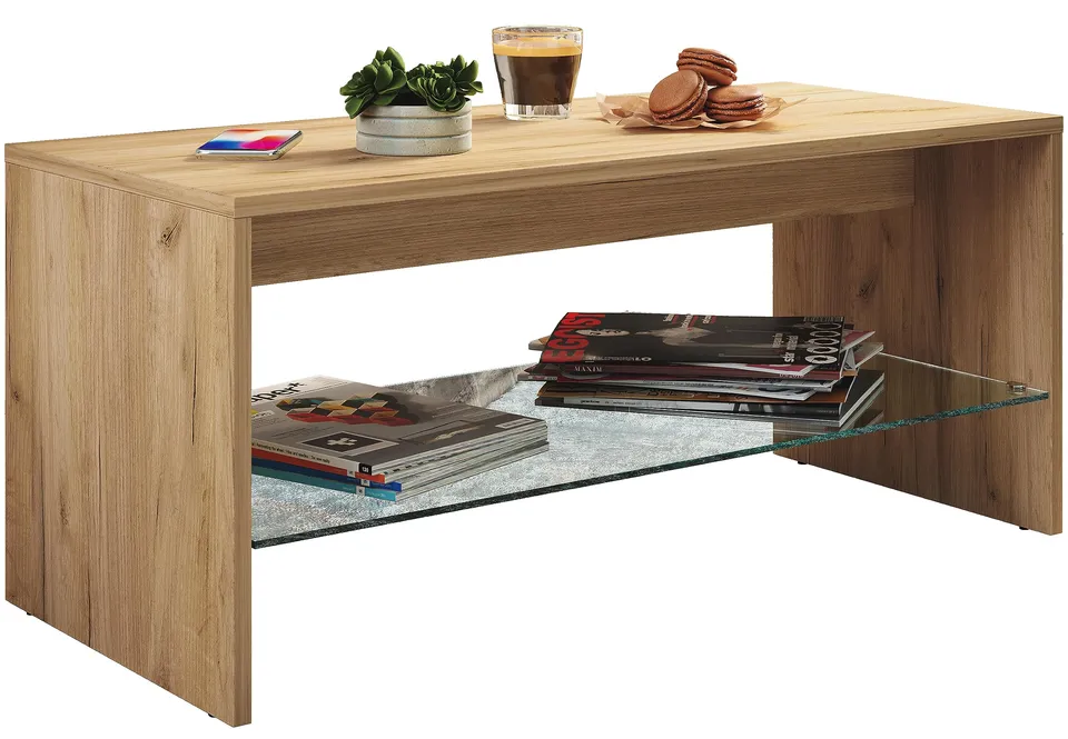 vcm-couchtisch-honig-eiche-90x40x40-cm-1-glasfach-holzwerkstoff-wohnzimmer image 1