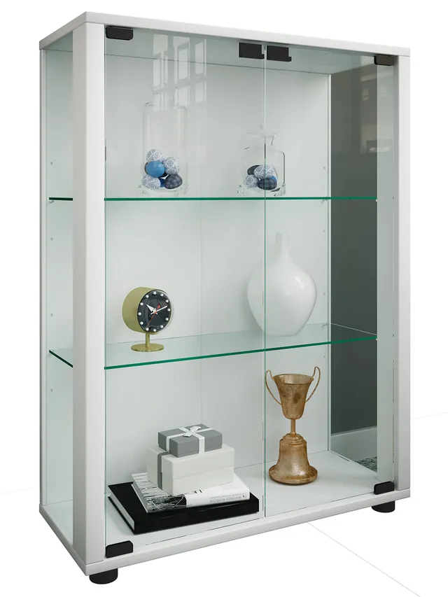 vcm-standvitrine-floka-wei-60x25x80-cm-2-t-ren-3-f-cher-esg-sicherheitsglas image 1