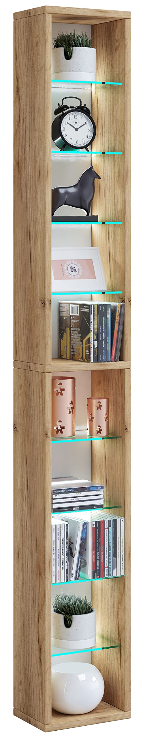 vcm-nulis-standregal-sonoma-eiche-21x14x155-cm-10-f-cher-holzwerkstoff-und-glas image 5