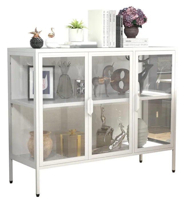 vcm-floka-l-glasvitrine-stehend-100x35x80-cm-esg-sicherheitsglas-1-regal-stahlge image 1