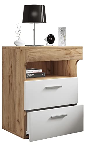 vcm-nachttisch-slepal-l-honig-eiche-wei-45x39x61-cm-2-schubladen-offenes-fach image 6