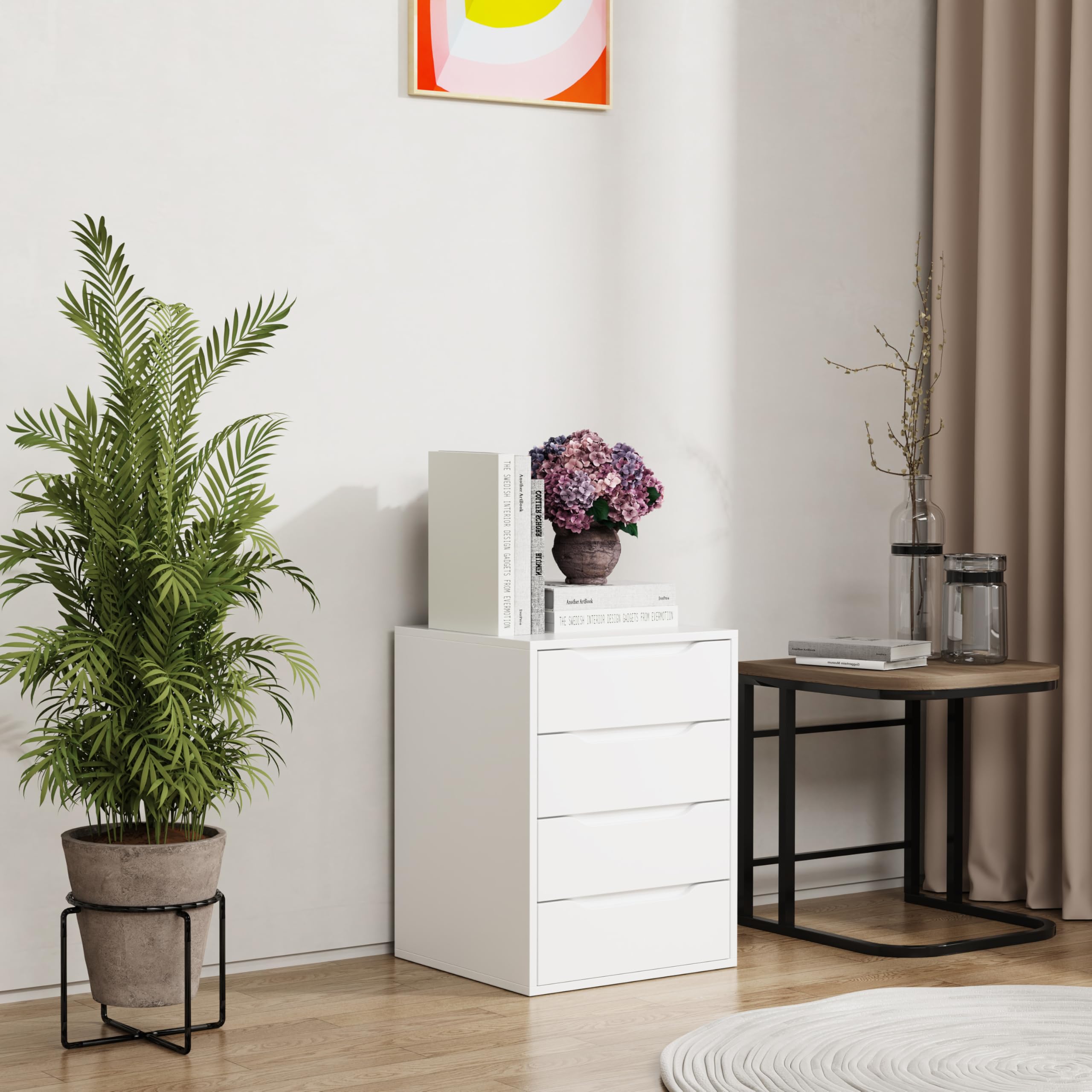 vcm-malira-nachttisch-wei-46x42x61-cm-4-schubladen-holz-nachtkonsole image 4
