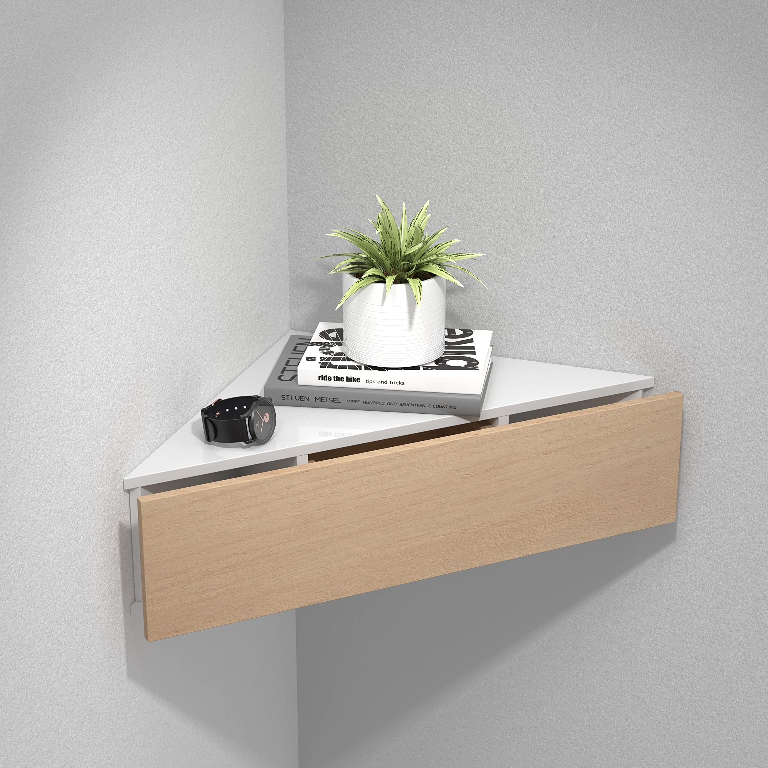 vcm-nachttisch-wei-honig-eiche-60x43x15-cm-wandboard-mit-1-schublade-wandmontage image 4