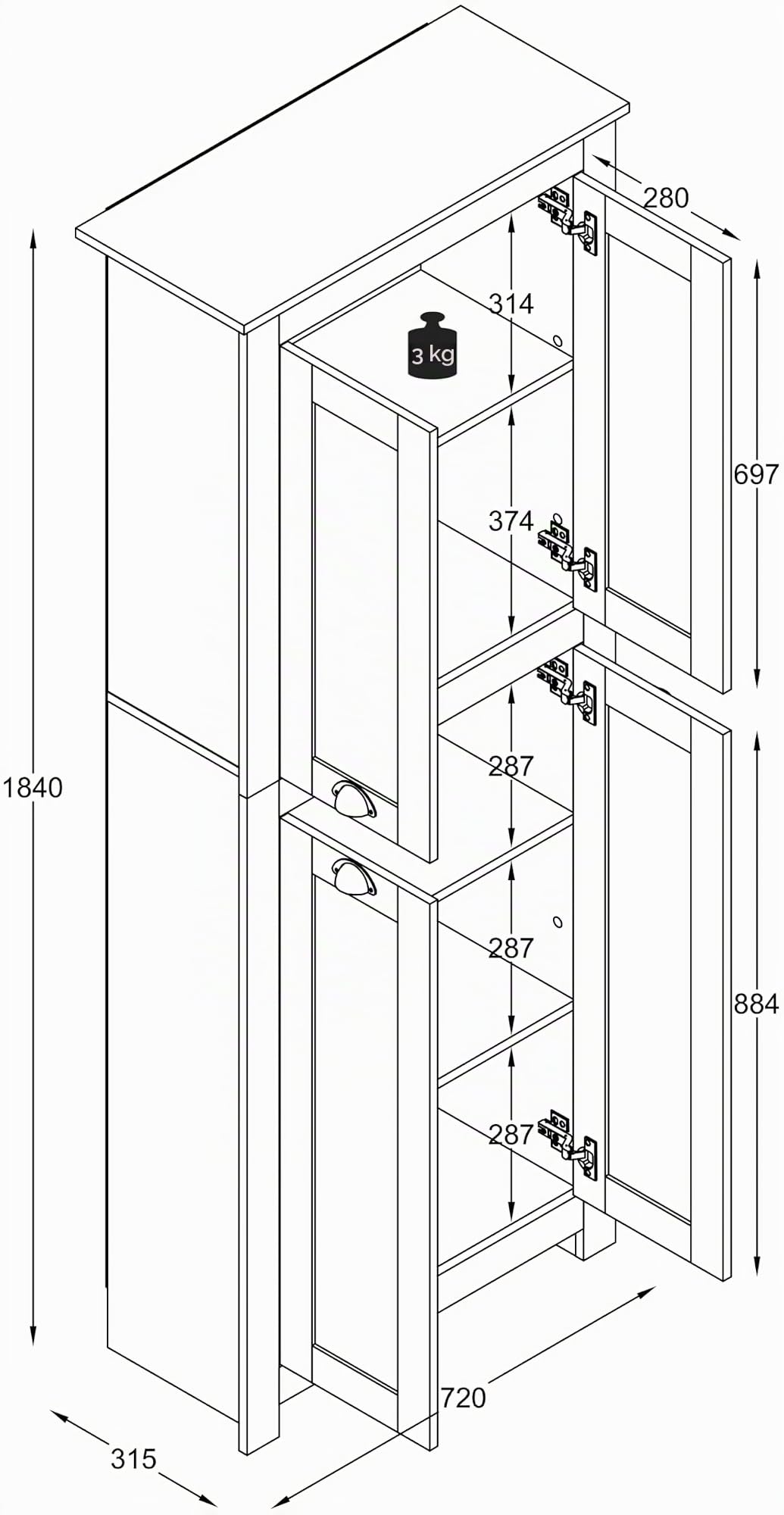 vcm-balusa-holz-flurschrank-5-f-cher-4-dreht-ren-h-184-x-b-72-x-t-32-cm-elegante image 3