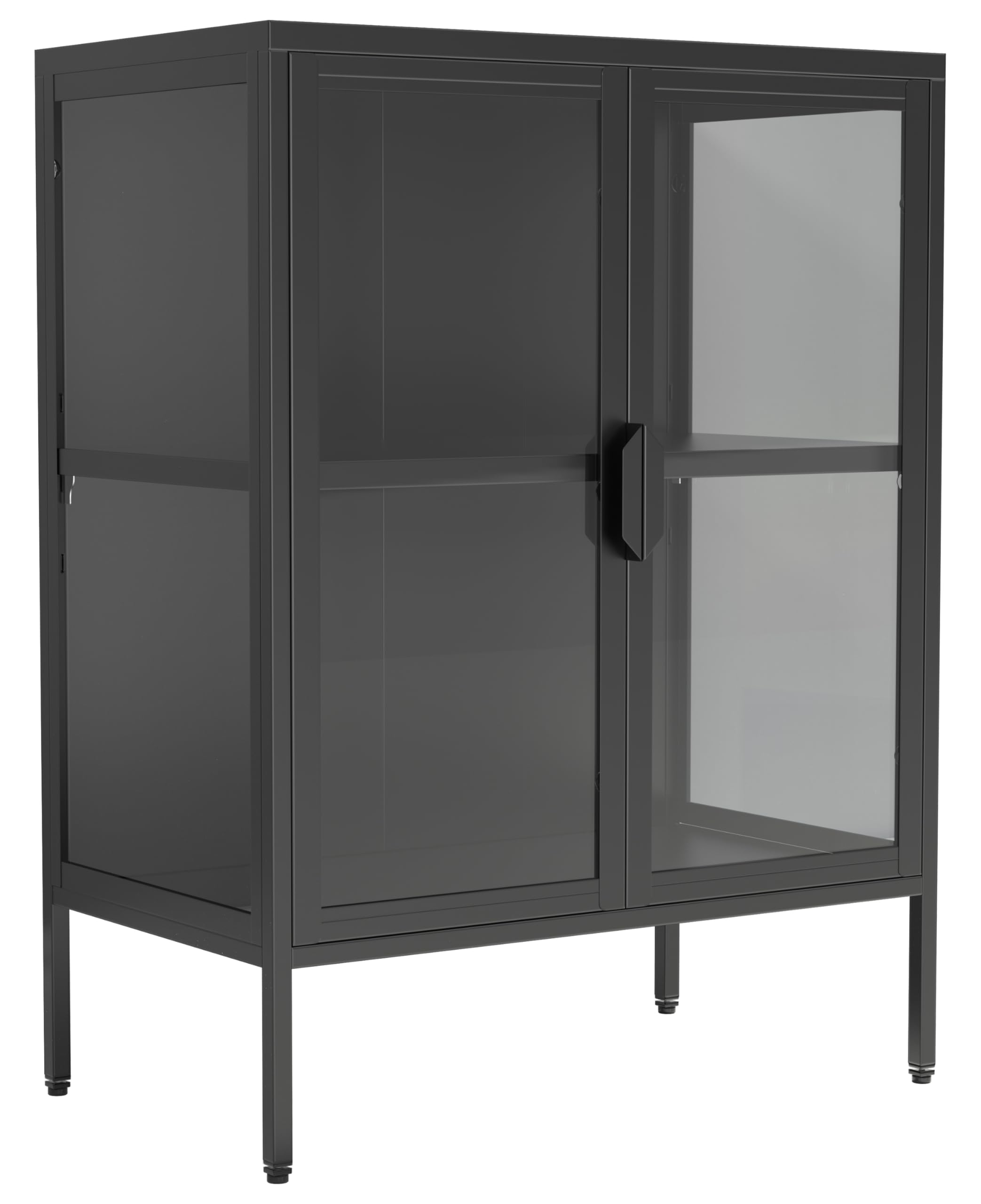 vcm-floka-standvitrine-schwarz-60x35x80-cm-2-t-ren-2-f-cher-stahl-glas-pr-sentat image 4