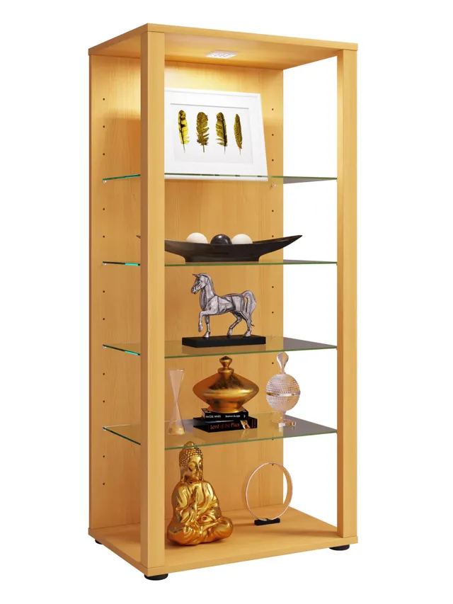 vcm-glasol-standvitrine-52x35x115-cm-offene-sammelvitrine-mit-4-glasb-den-holzwe image 1