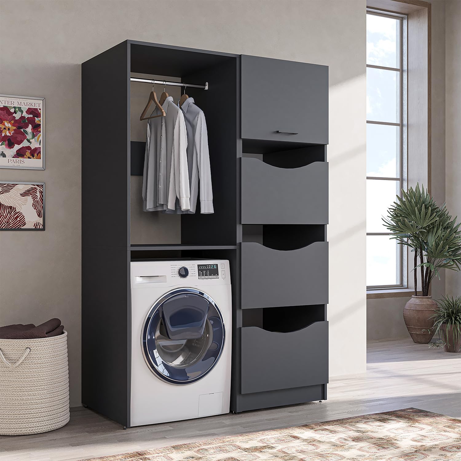 roomart-serie-2-norda-waschmaschinenschrank-126-cm-kleiderstange-waschmaschine-i-2 image 3