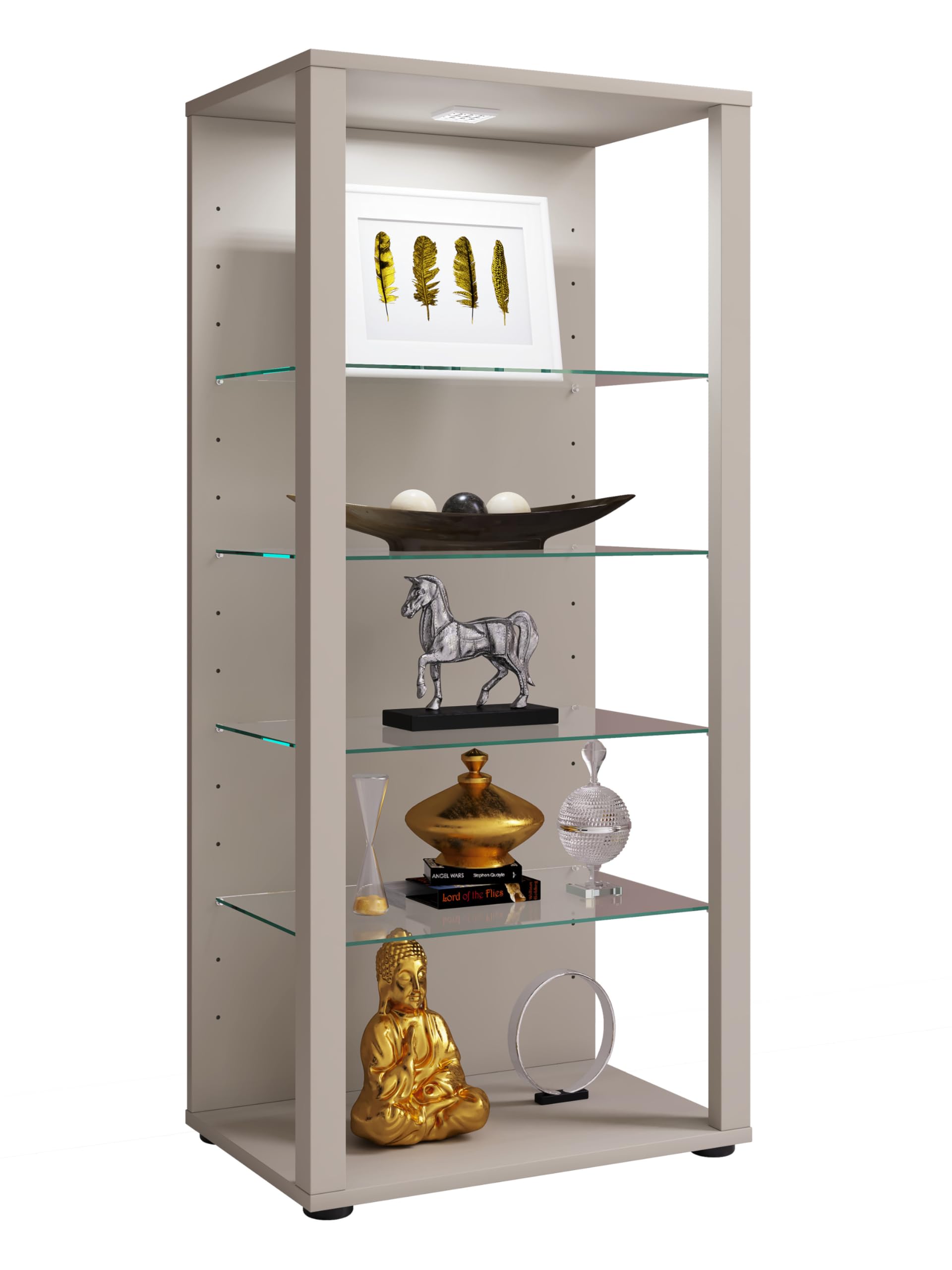 vcm-glasol-standvitrine-52x35x115-cm-offene-sammelvitrine-mit-4-glasb-den-holzwe image 5