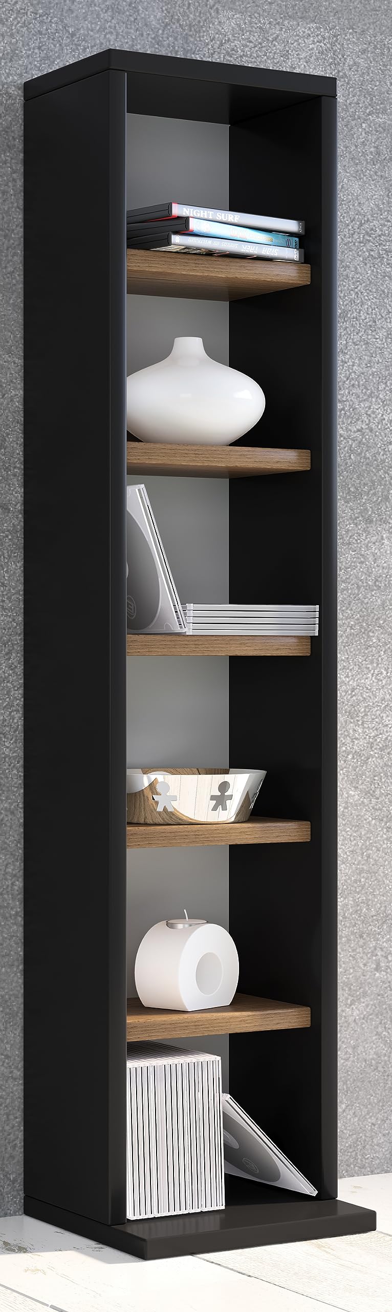 vcm-standregal-anthrazit-honig-eiche-21x20x92-cm-6-f-cher-holzwerkstoff image 2