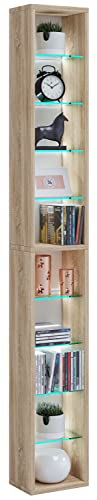 vcm-nulis-standregal-sonoma-eiche-21x14x155-cm-10-f-cher-holzwerkstoff-und-glas image 7