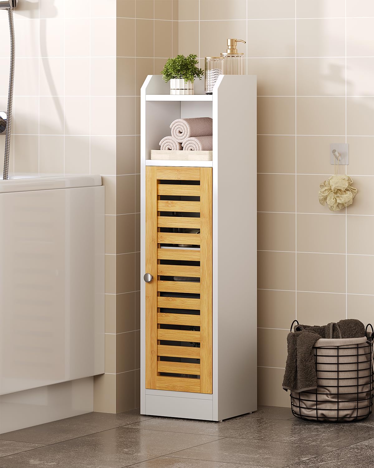 forabamb-badezimmerschrank-schmal-toilettenschrank-mit-2-offenen-f-chern-bambust image 2