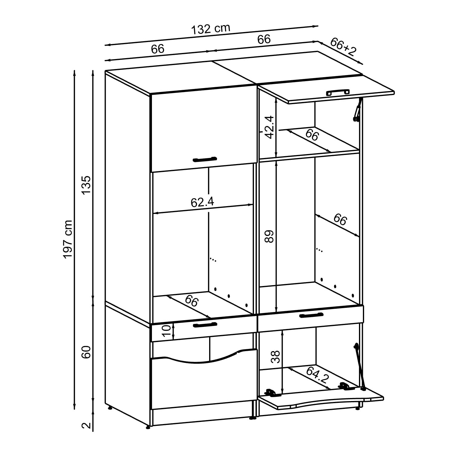 roomart-serie-2-waschmaschinenschrank-132-cm-f-r-waschmaschine-trockner-nebenein image 2