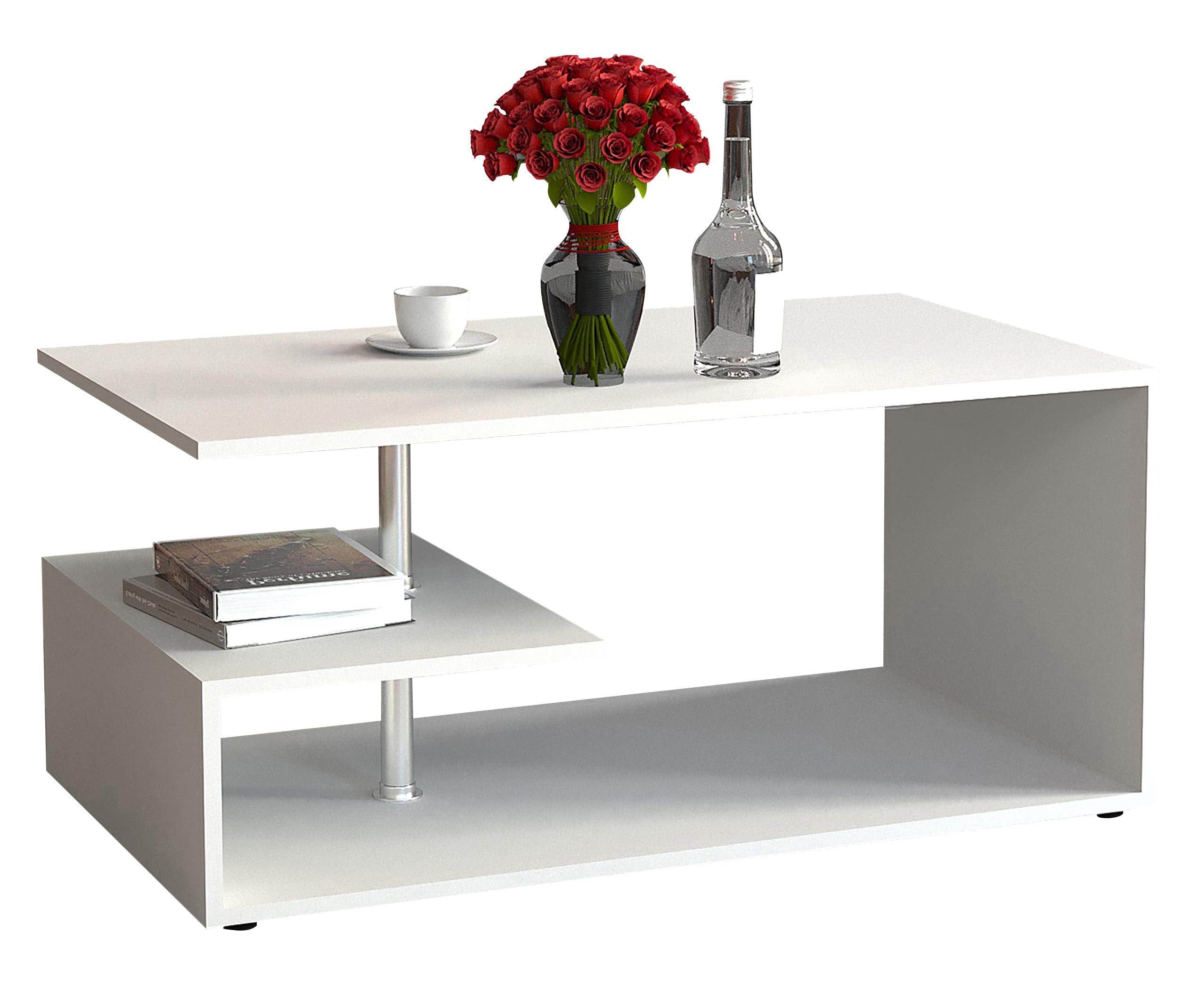 vcm-couchtisch-wei-91x53x42-cm-2-f-cher-holzwerkstoff-sofatisch-f-r-wohnzimmer image 1