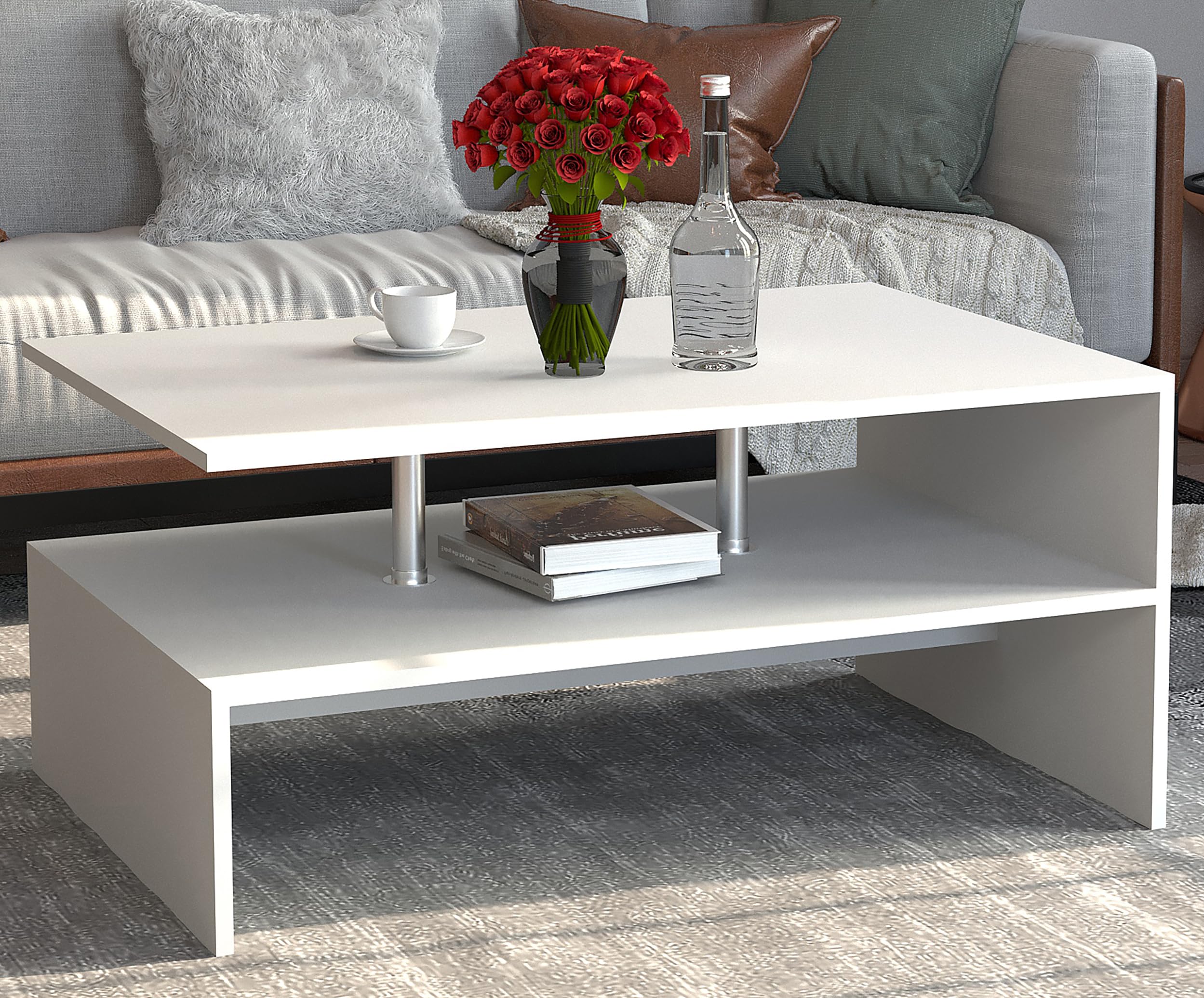vcm-couchtisch-wei-90x60x42-cm-1-fach-holzwerkstoff-sofatisch-f-r-wohnzimmer image 2