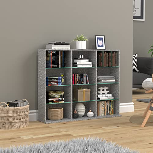 vcm-standregal-zilas-l-beton-optik-102x23x82-cm-12-f-cher-holzwerkstoff-und-glas image 7