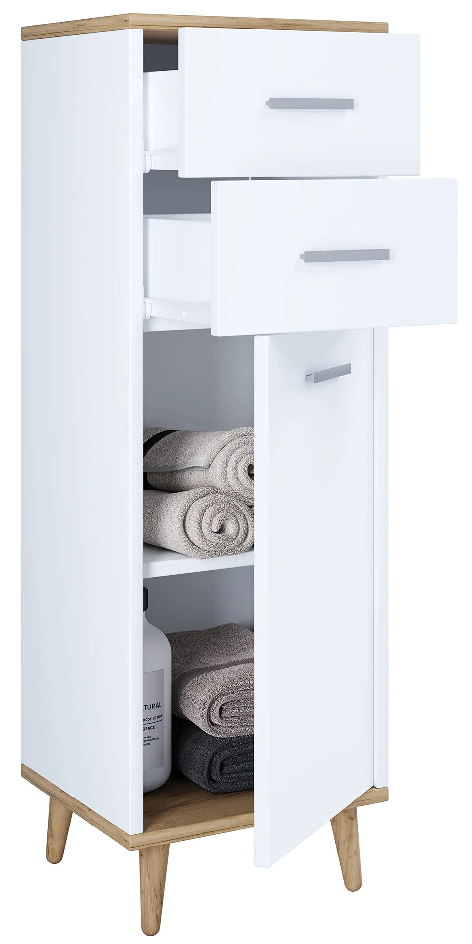 vcm-cosila-badm-bel-midischrank-wei-honig-eiche-32x28x97-cm-1-t-r-2-f-cher-2-sch image 1