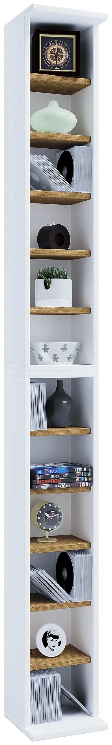 vcm-standregal-wei-honig-eiche-21x20x180-cm-12-f-cher-holzwerkstoff image 1