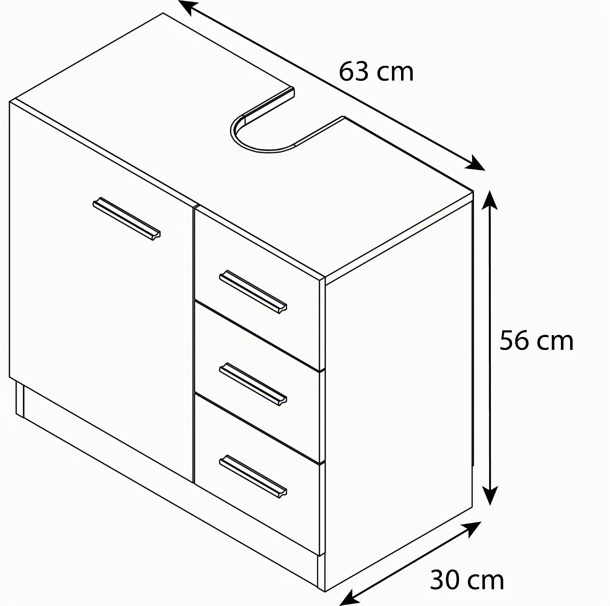 vcm-badm-bel-waschbeckenunterschrank-wei-schwarz-63x30x56-cm-1-t-r-1-fach image 2