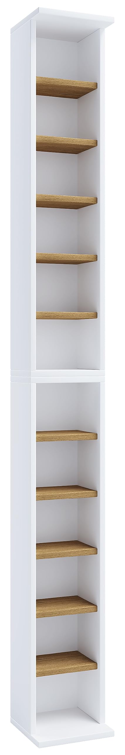 vcm-standregal-wei-honig-eiche-21x20x180-cm-12-f-cher-holzwerkstoff image 2