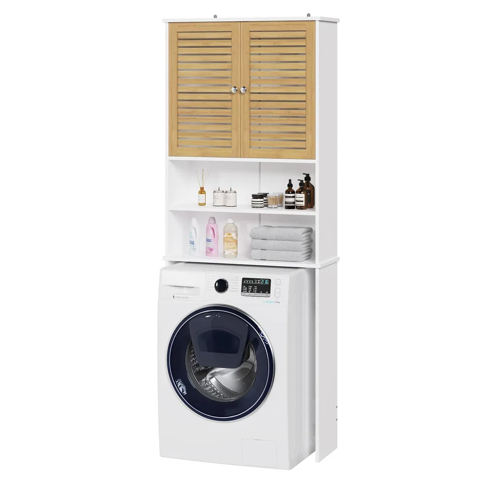forabamb-waschmaschinenschrank-hochschrank-mit-2-bambust-ren-2-offene-f-cher-185 image 1