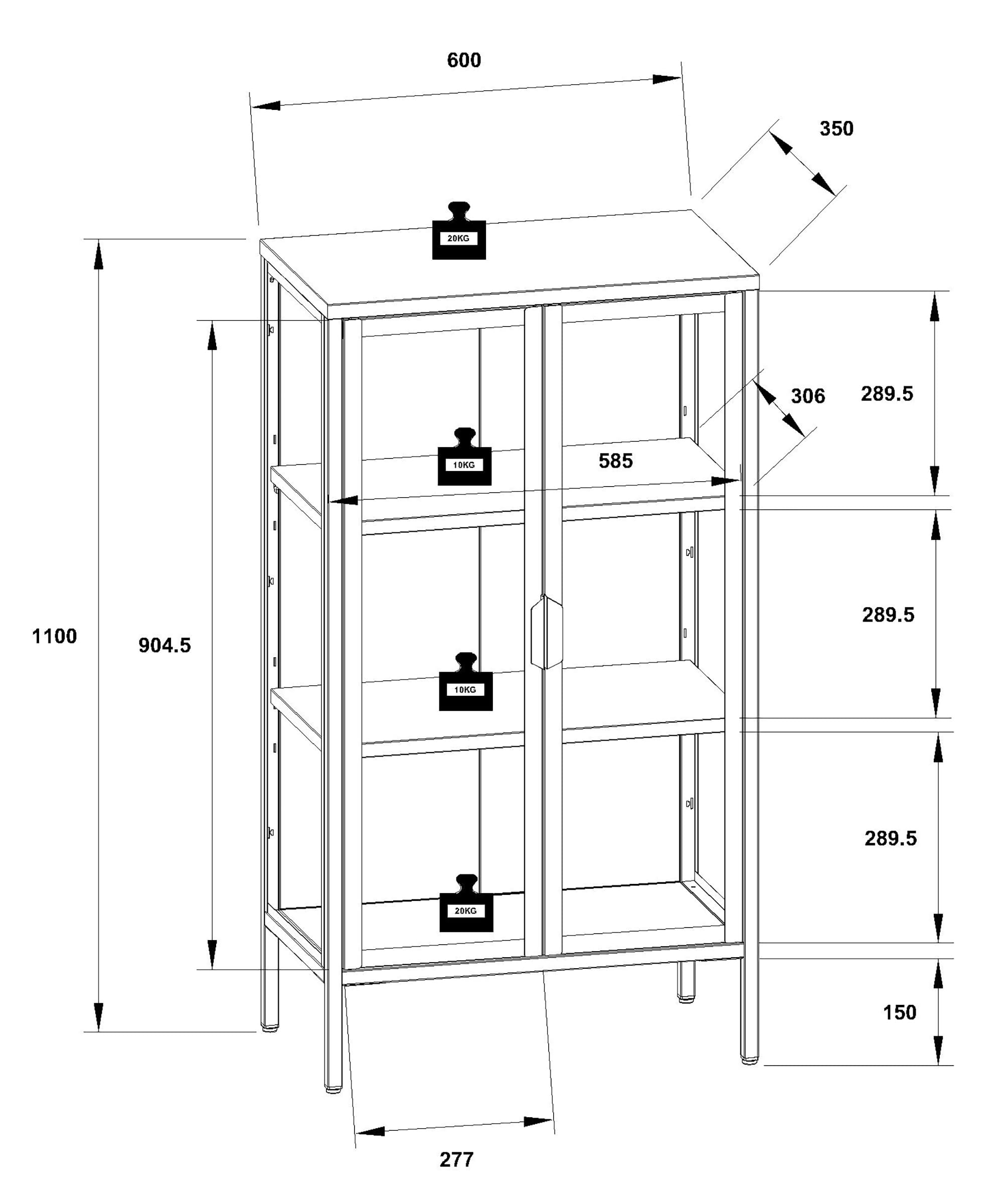 vcm-standvitrine-floka-schwarz-60-x-35-x-110-cm-2-glast-ren-3-f-cher image 5