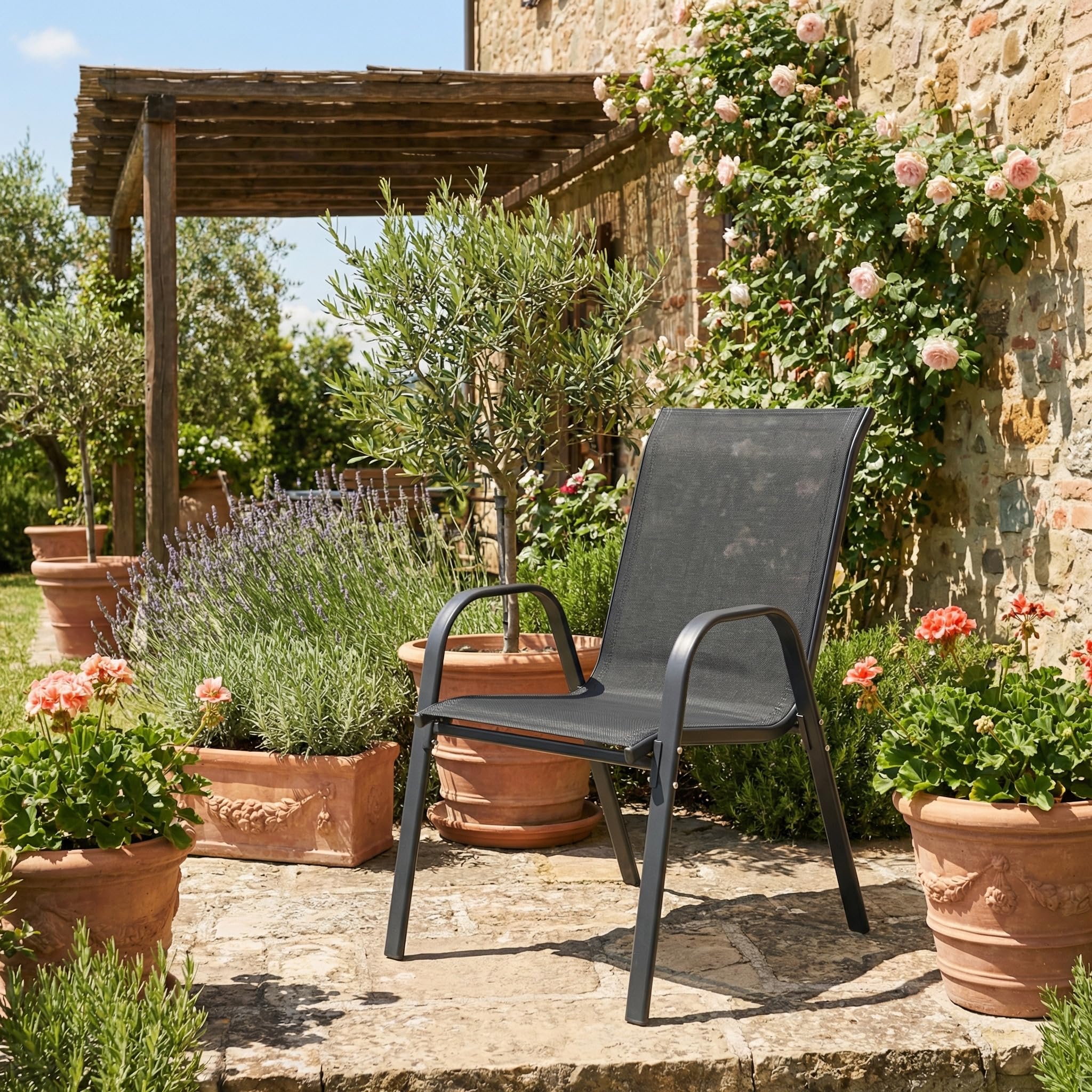 vcm-sonlas-gartenstuhl-set-4er-set-stapelbar-anthrazit-metall-textilene-je-ca-56 image 2