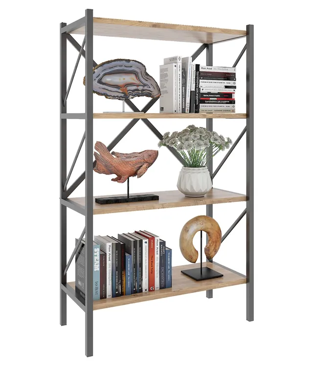 vcm-standregal-nulis-honig-eiche-66-x-34-x-121-cm-4-offene-f-cher-holzwerkstoff- image 1