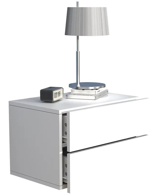 vcm-nachttisch-usal-wei-45-x-32-x-30-cm-wandmontage-2-schubladen image 1