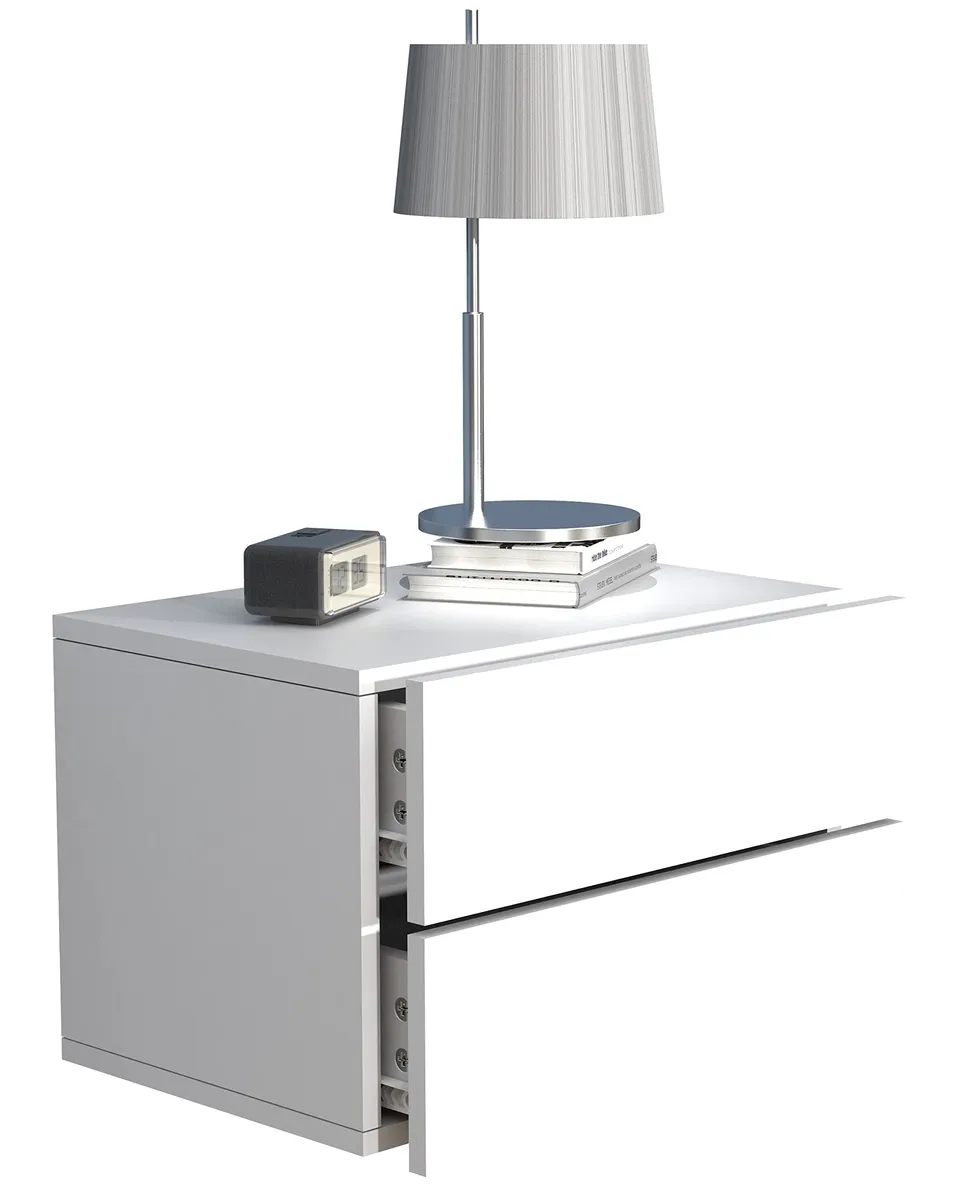 vcm-nachttisch-usal-wei-45-x-32-x-30-cm-wandmontage-2-schubladen image 1