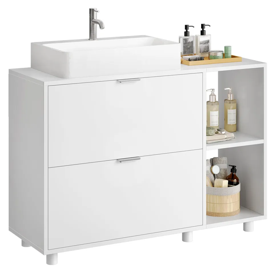 forabamb-waschbeckenunterschrank-wei-30x85x60-cm-badunterschrank-mit-2-schublade image 1