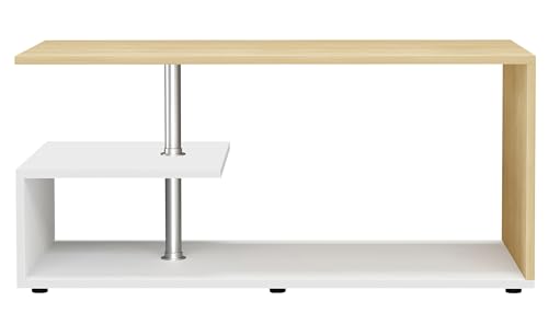 vcm-couchtisch-wei-honig-eiche-91x53x42-cm-2-f-cher-holzwerkstoff-wohnzimmer image 8
