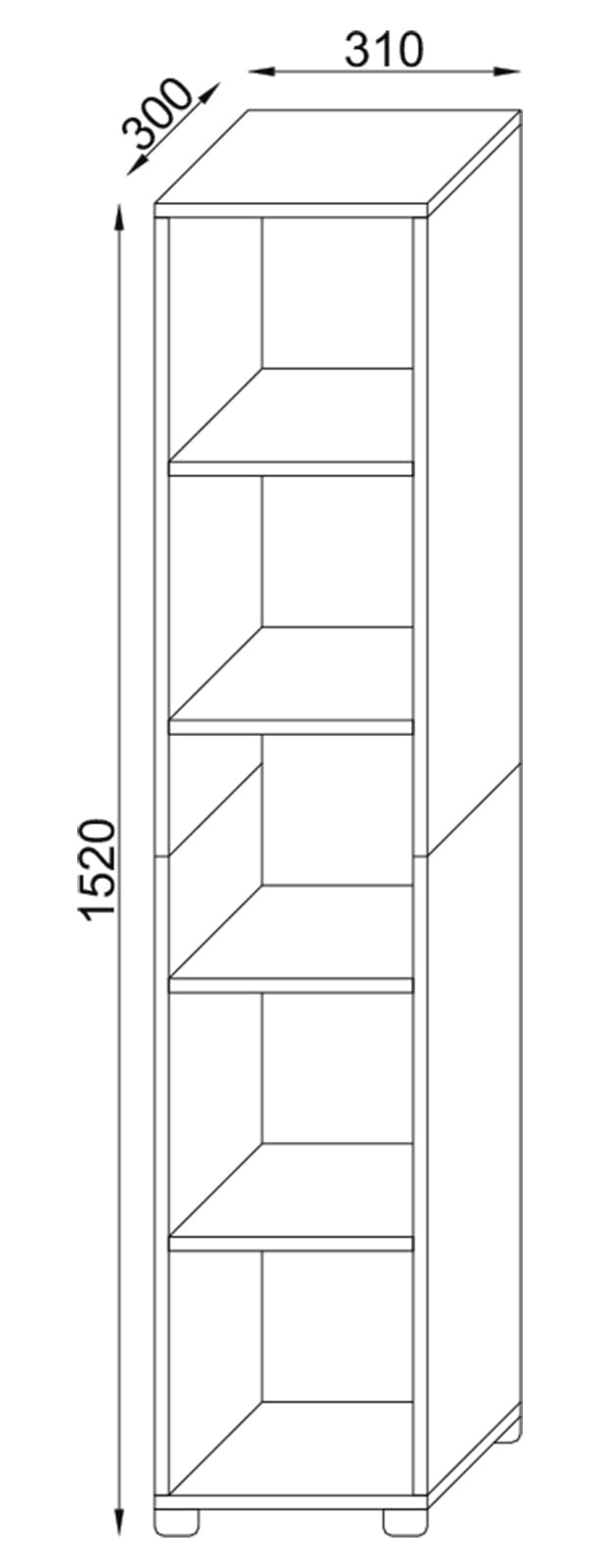 vcm-standregal-wei-31x30x152-cm-5-f-cher-holzwerkstoff-b-cherregal image 3