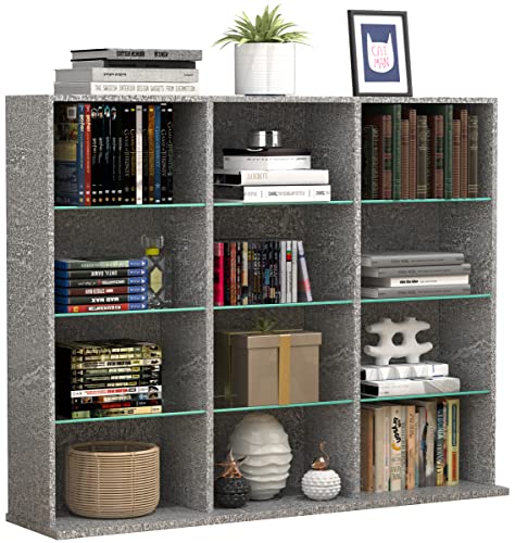 vcm-standregal-zilas-l-beton-optik-102x23x82-cm-12-f-cher-holzwerkstoff-und-glas image 6