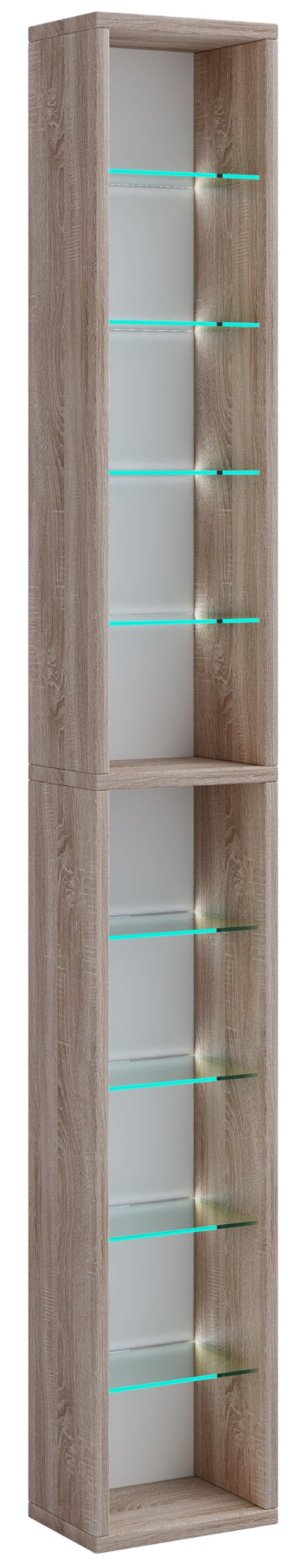 vcm-nulis-standregal-sonoma-eiche-21x14x155-cm-10-f-cher-holzwerkstoff-und-glas image 2