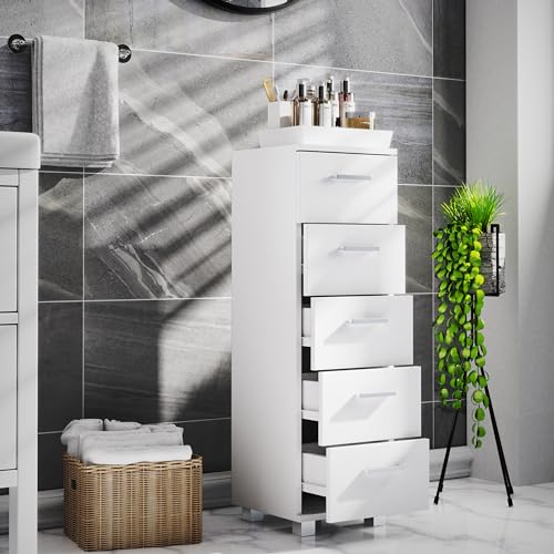 vcm-midischrank-wei-30x30x90-cm-5-schubladen-hochschrank-melaminbeschichtung image 7
