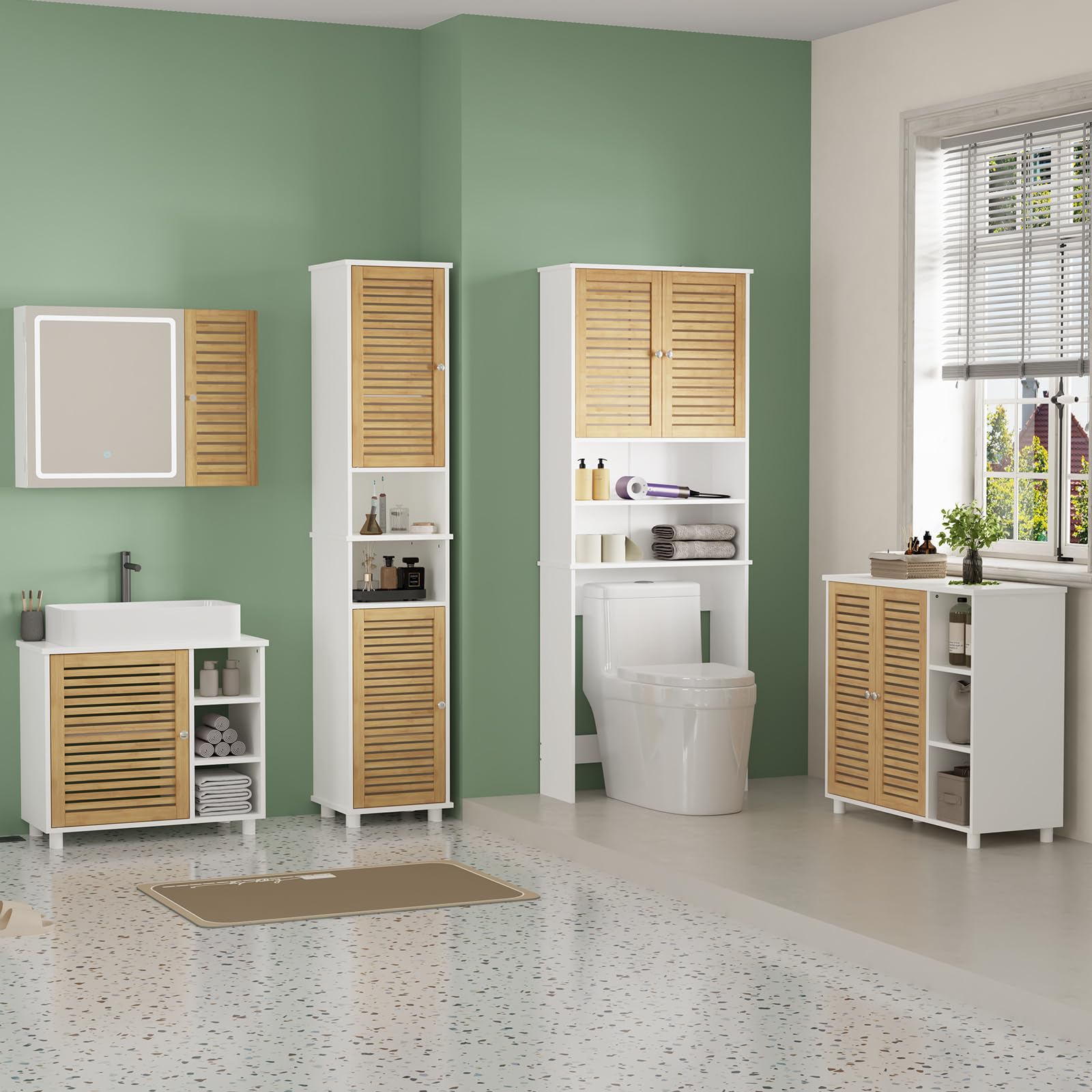 forabamb-waschmaschinenschrank-hochschrank-mit-2-bambust-ren-2-offene-f-cher-185 image 8
