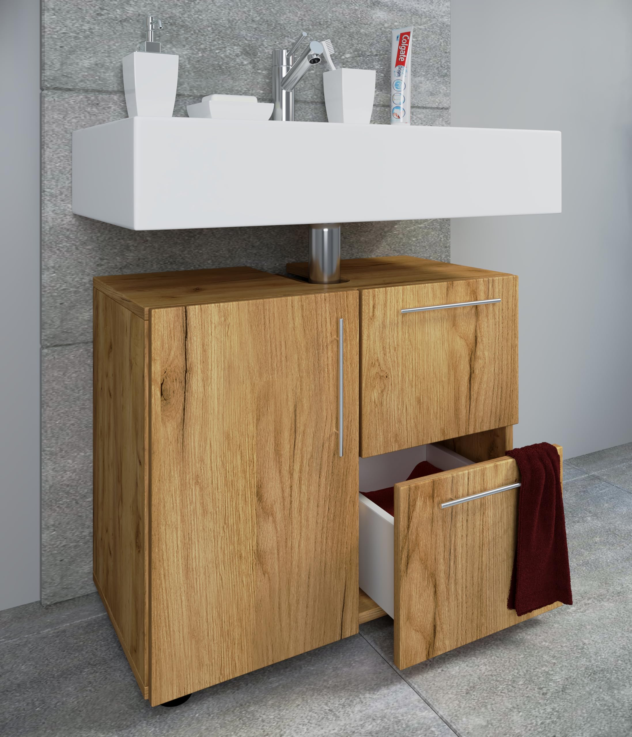 vcm-waschbeckenunterschrank-wei-beton-optik-61x32x51-cm-1-t-r-2-schubladen image 6