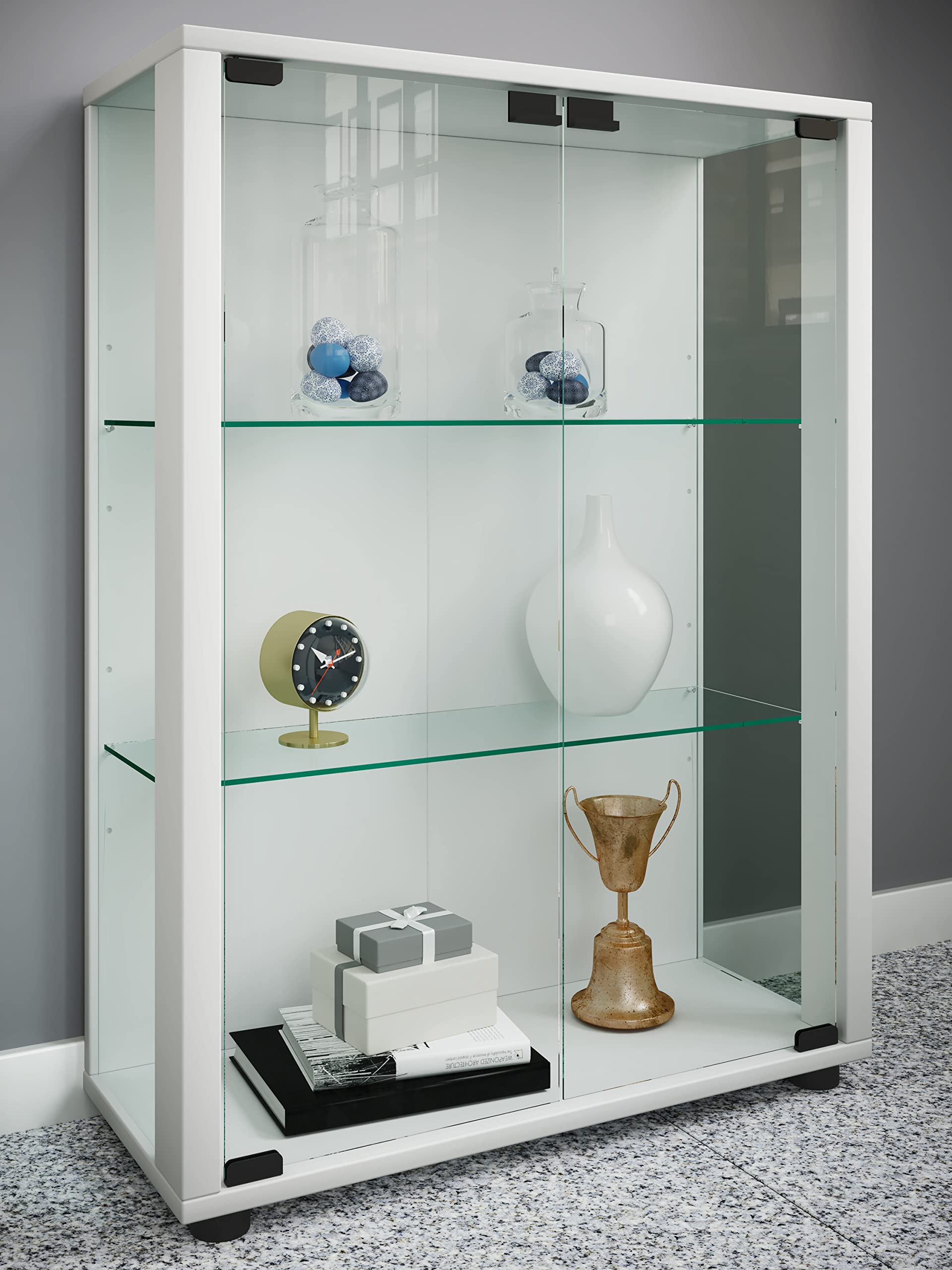 vcm-standvitrine-floka-wei-60x25x80-cm-2-t-ren-3-f-cher-esg-sicherheitsglas image 2