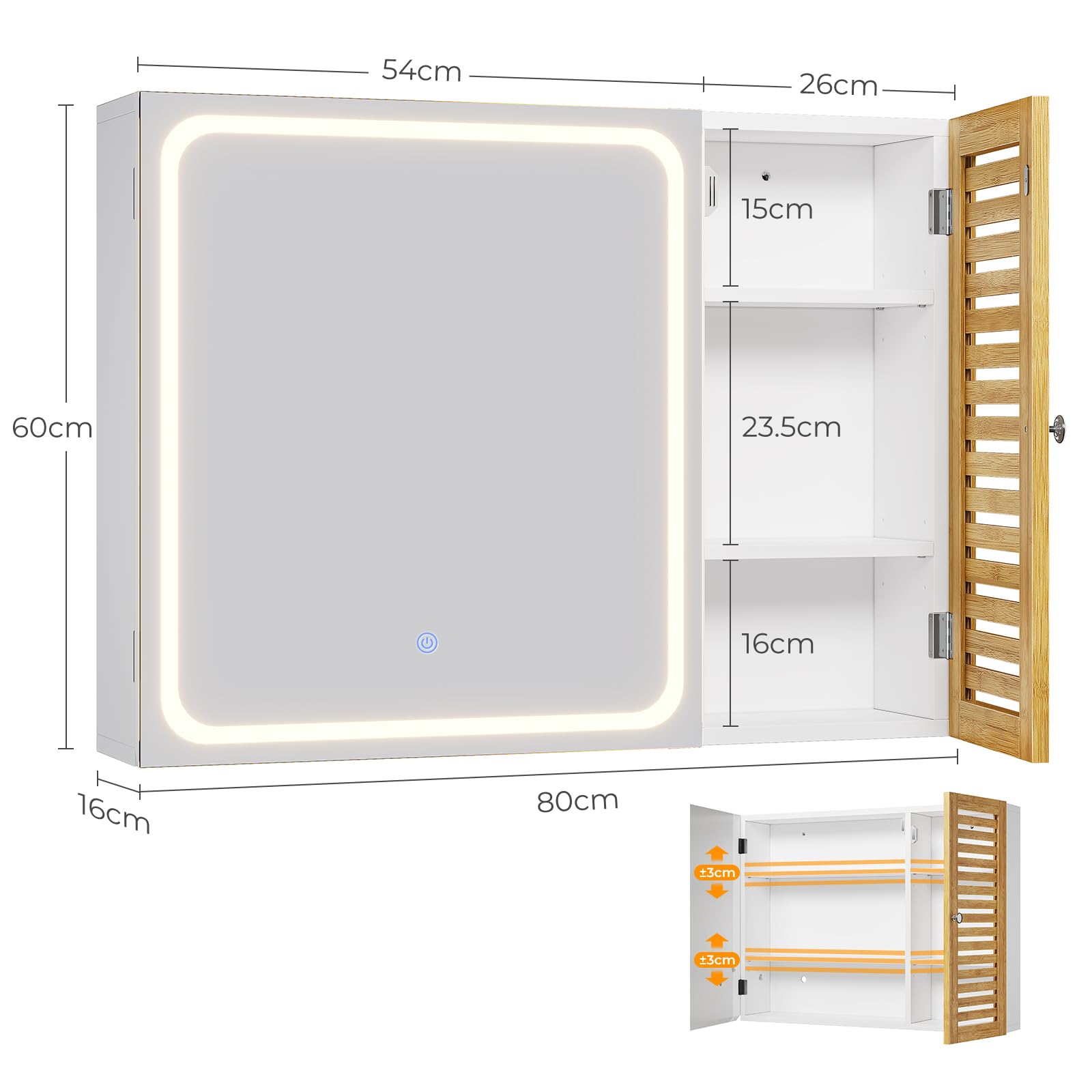 forabamb-spiegelschrank-bad-mit-beleuchtung-80x60x16-cm-6-ablagef-cher-4-verstel image 2