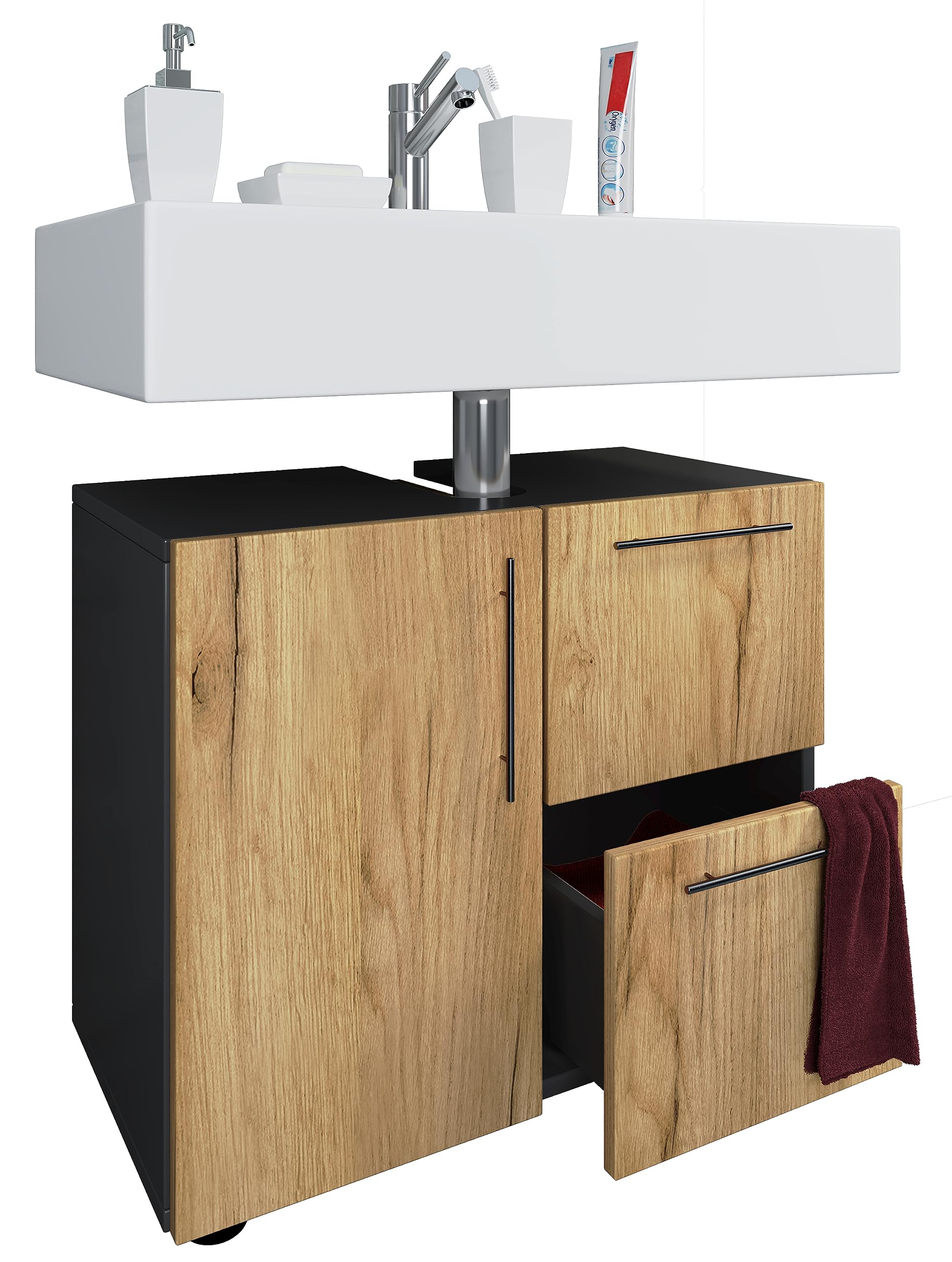 vcm-waschbeckenunterschrank-wei-beton-optik-61x32x51-cm-1-t-r-2-schubladen image 4