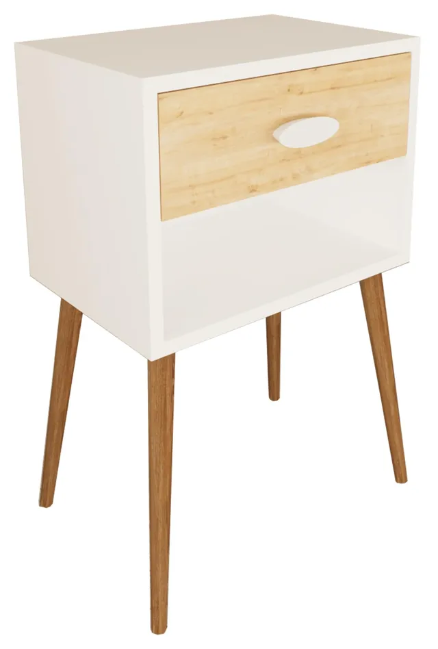 vcm-singol-xl-nachttisch-wei-honig-eiche-45x30x70-cm-1-schublade-skandinavisches image 1