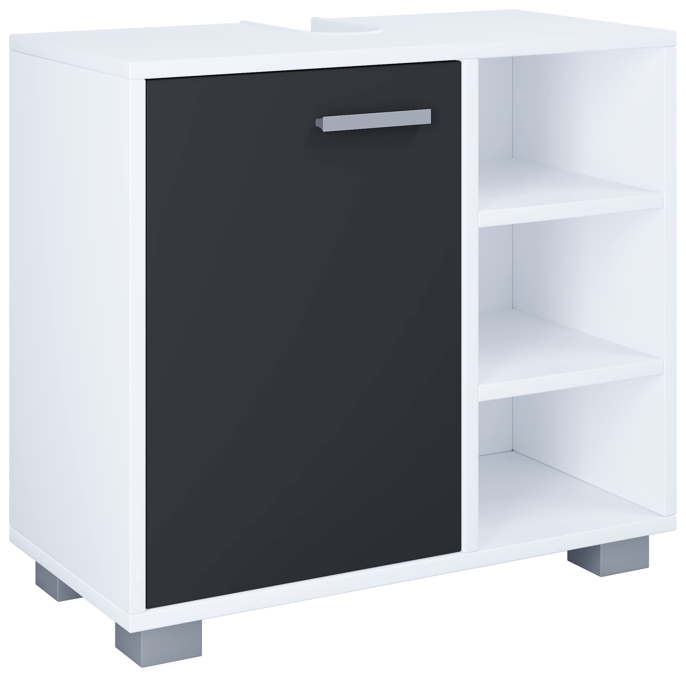 vcm-waschbeckenunterschrank-wei-schwarz-60-x-30-x-55-cm-1-t-r-4-f-cher image 5