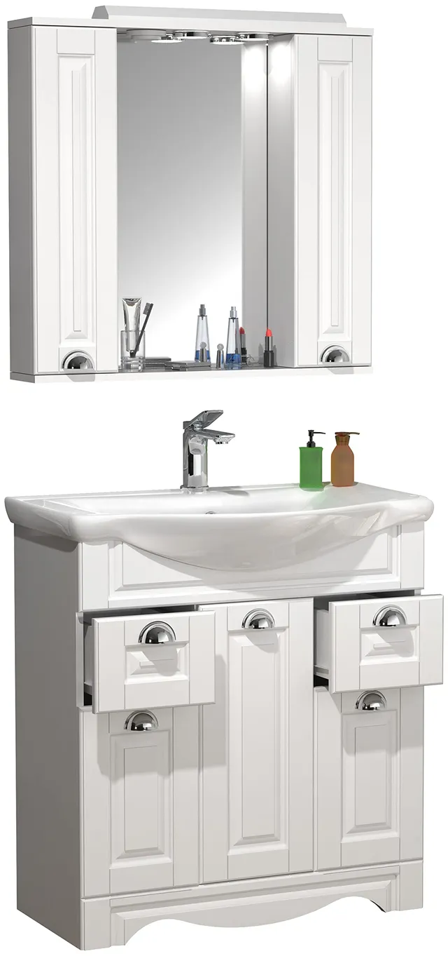 vcm-badm-bel-waschtisch-wei-75x152-cm-5-t-ren-6-f-cher-2-schubladen-keramik-wasc image 1