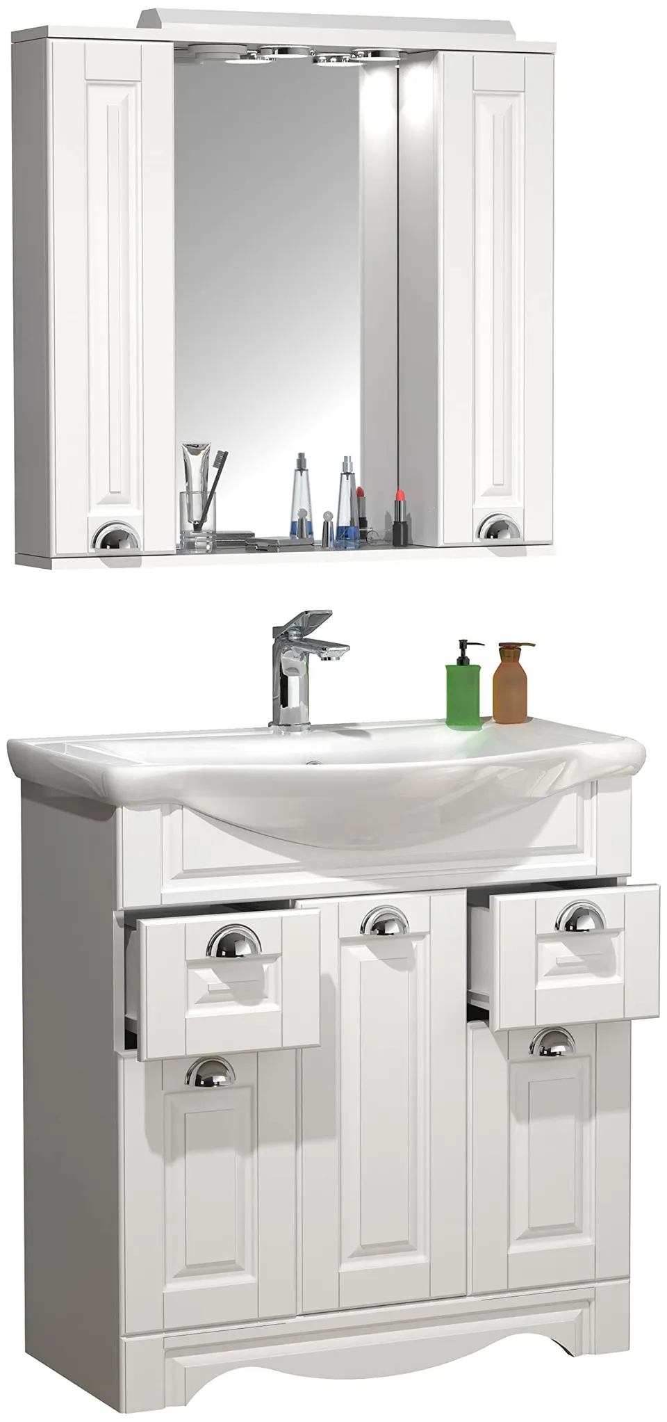 vcm-badm-bel-waschtisch-wei-75x152-cm-5-t-ren-6-f-cher-2-schubladen-keramik-wasc image 1