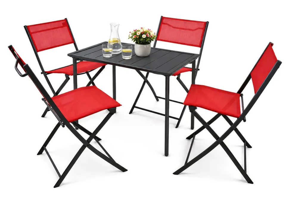 vcm-sumila-5-teiliges-gartenm-bel-set-4-st-hle-und-1-tisch-stahl-textilene-rot image 1
