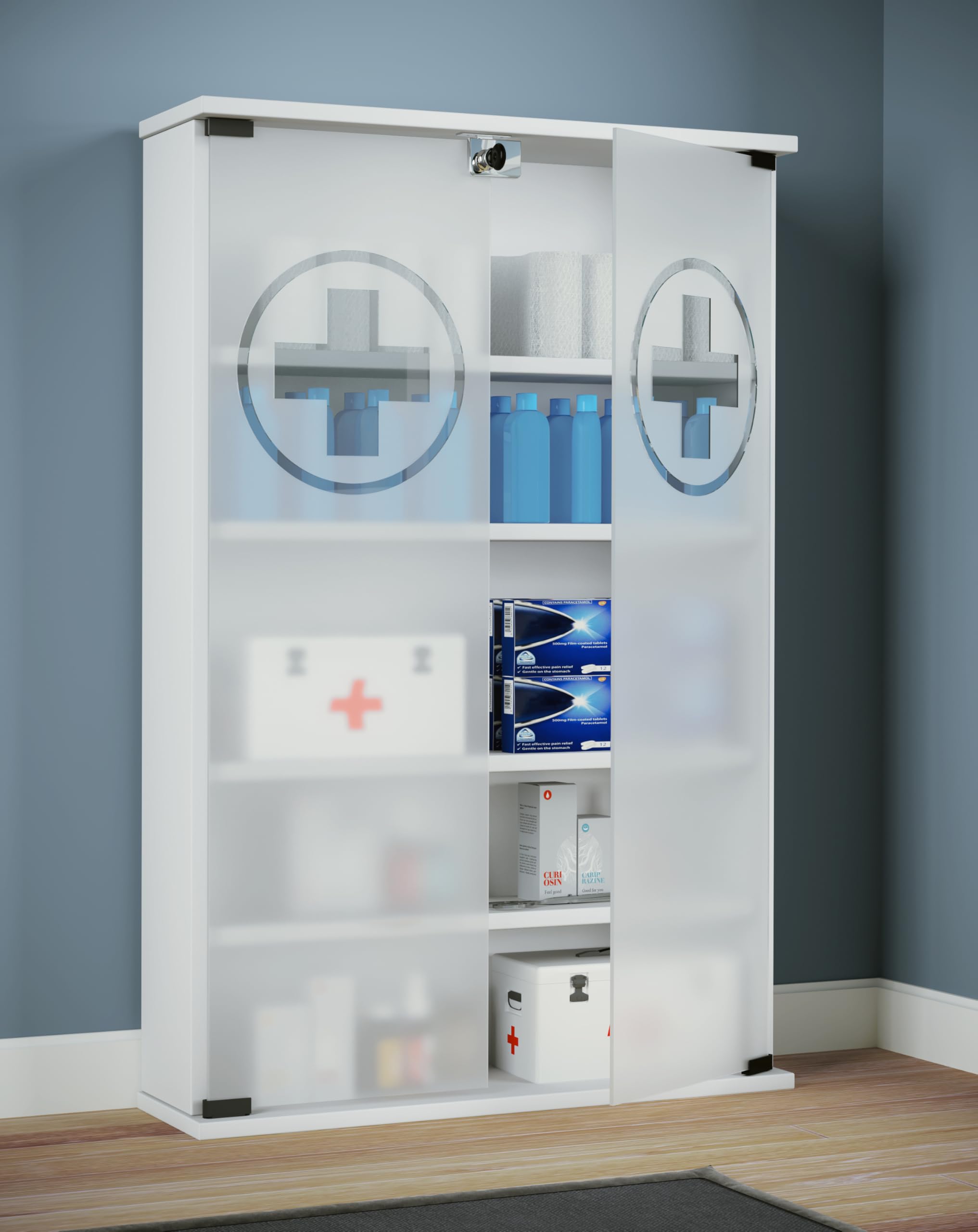 vcm-medizinschrank-wei-60x17x91-cm-2-t-ren-12-f-cher-holzwerkstoff image 2