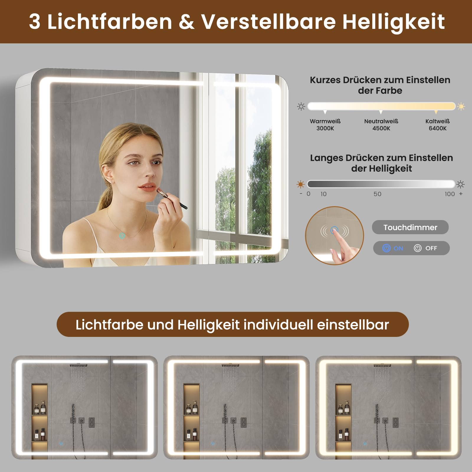 forabamb-spiegelschrank-bad-mit-beleuchtung-steckdose-60x80x16-cm-wei-3-verstell image 4