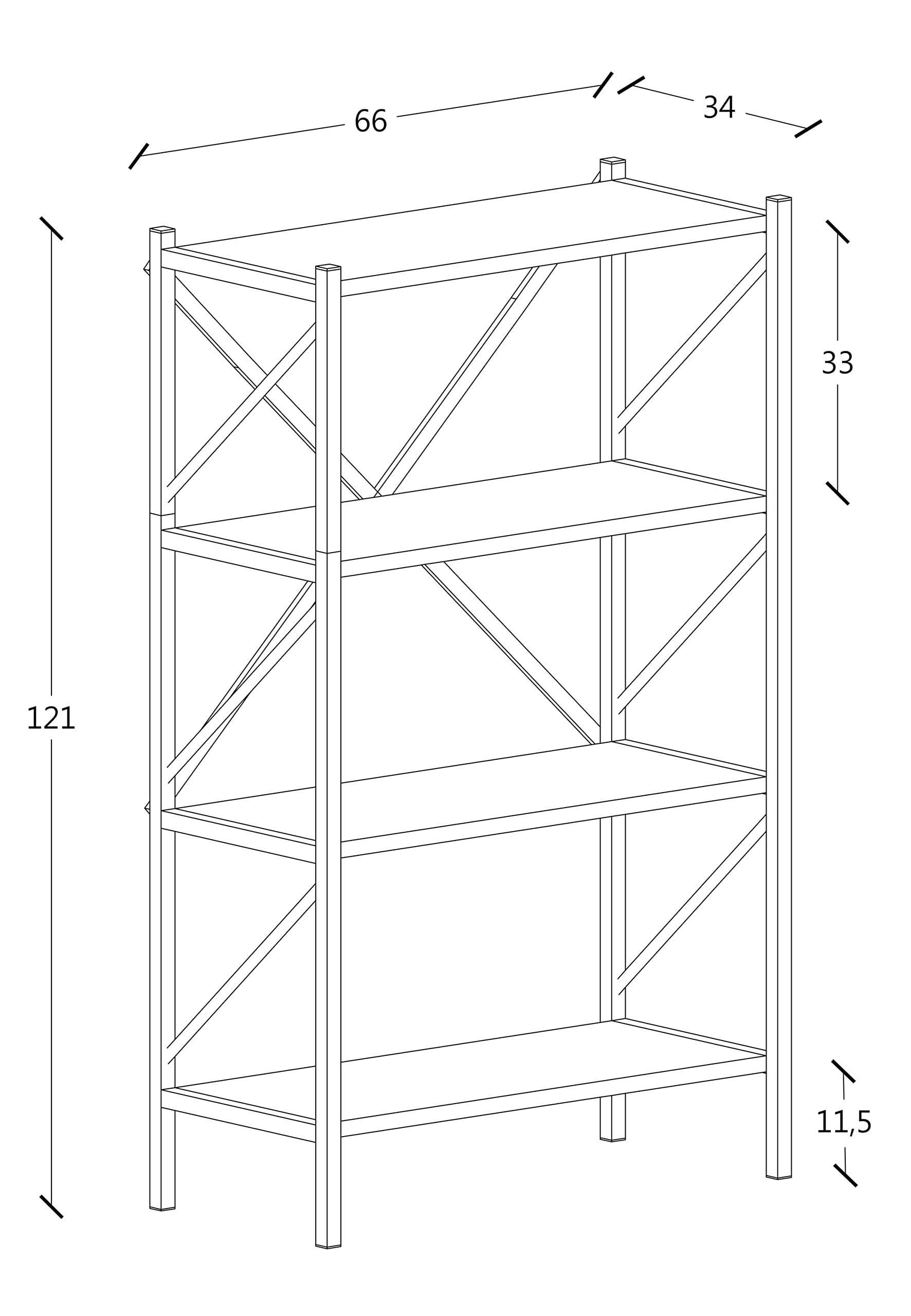 vcm-standregal-nulis-honig-eiche-66-x-34-x-121-cm-4-offene-f-cher-holzwerkstoff- image 5