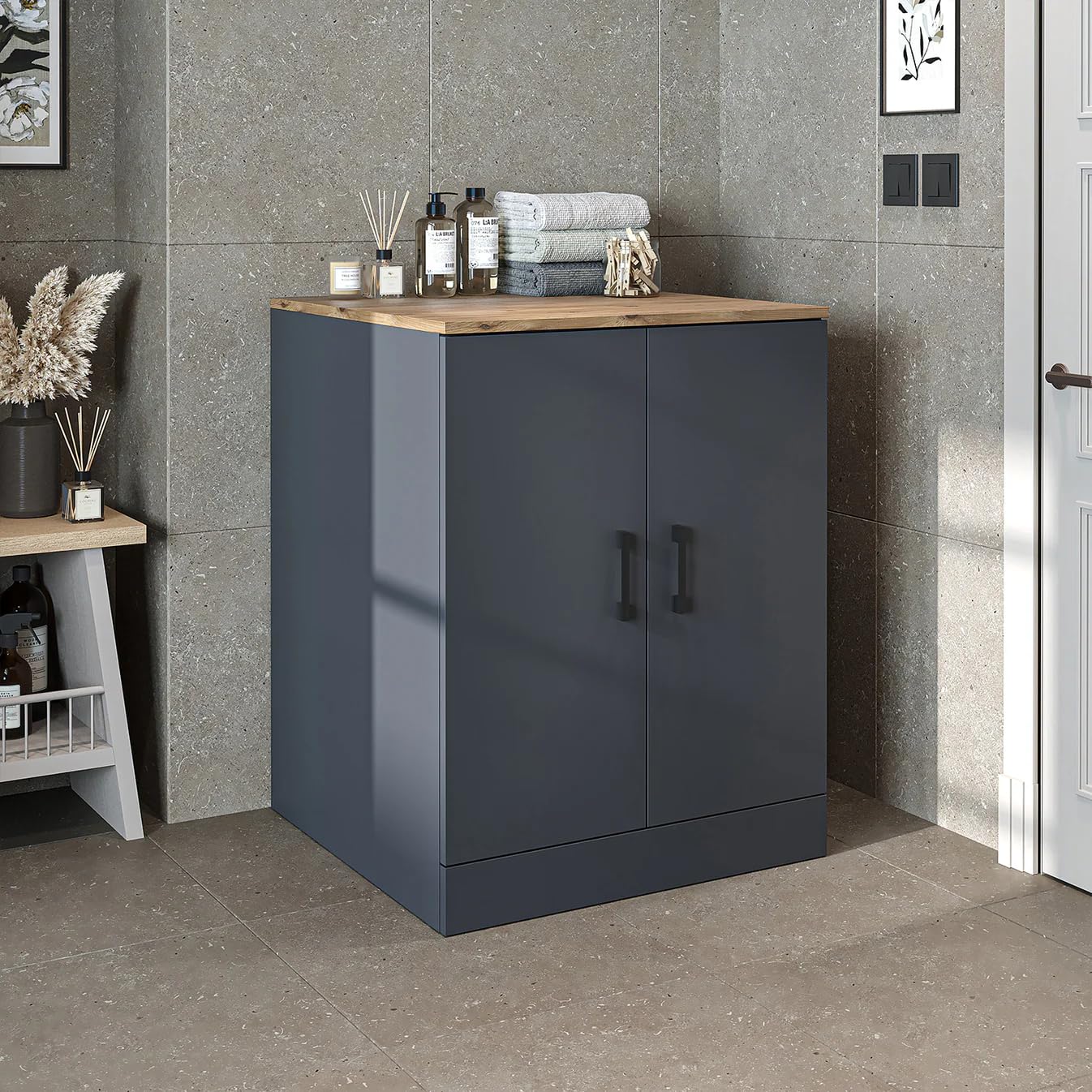 roomart-waschmaschinenschrank-mit-oberschrank-anthrazit-eiche-70-x-180-x-69-cm image 8
